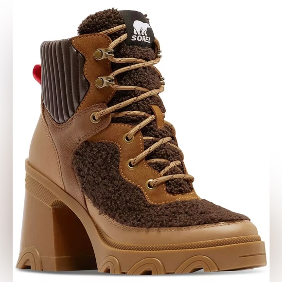 SOREL Women's Brex Cozy Mixed-Media Lace-Up Ankle Booties Blackend Brown Sz 7 - Picture 3 of 11